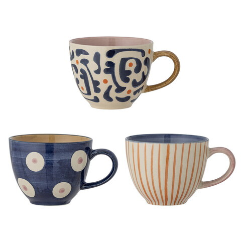 Set 3 cesti, Bloomingville, Eviaya, 9.5x7 cm, 290 ml, ceramica, multicolor