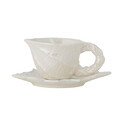 Ceasca cu farfurie, Bloomingville, Shellie, 150 ml, ceramica, alb