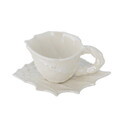 Ceasca cu farfurie, Bloomingville, Shellie, 150 ml, ceramica, alb