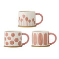 Set 3 cani, Bloomingville, Linora, 11x8.5 cm, 450 ml, ceramica, roz