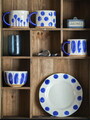 Set 3 cani, Bloomingville, Linora, 11x8.5 cm, 450 ml, ceramica, albastru
