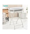 Cadita pliabila cu suport metalic si termometru U-grow, 85x47x21.5 cm, metal, alb/gri