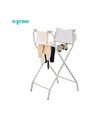 Cadita pliabila cu suport metalic si termometru U-grow, 85x47x21.5 cm, metal, alb/gri