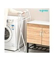 Cadita pliabila cu suport metalic si termometru U-grow, 85x47x21.5 cm, metal, alb/gri