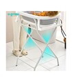 Cadita pliabila cu suport metalic si termometru U-grow, 85x47x21.5 cm, metal, alb/gri