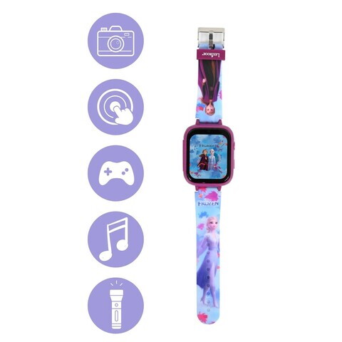 Ceas cu aparat foto si camera video pentru copii Frozen, LEXIBOOK, 25 cm, plastic, mov