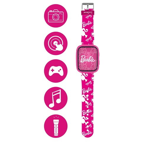 Ceas cu aparat foto si camera video pentru copii Barbie, LEXIBOOK, 25 cm, plastic, roz