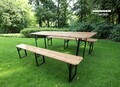Set camping/picnic Heinner, 177x60x75 cm / 177x23x45 cm, otel/lemn, natur/negru