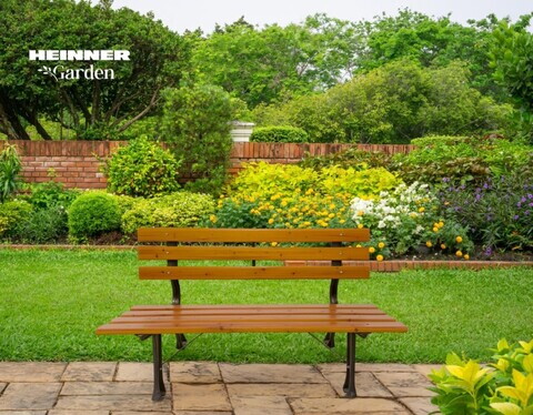 Banca pentru gradina Heinner, 120x57x70 cm, otel/lemn, natur/negru