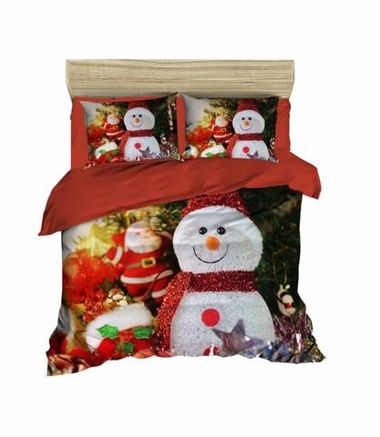 Lenjerie de pat dubla Xmas-433, Pearl Home, 3 piese, amestec bumbac, multicolor