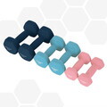 Set gantere fitness 6 piese cu suport, 2 x 1 kg + 2 x 2 kg + 2 x 3 kg, Songmics, neopren, roz/aqua/albastru