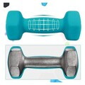 Set gantere fitness 6 piese cu suport, 2 x 1 kg + 2 x 2 kg + 2 x 3 kg, Songmics, neopren, verde/teal/gri inchis