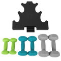 Set gantere fitness 6 piese cu suport, 2 x 1 kg + 2 x 2 kg + 2 x 3 kg, Songmics, neopren, verde/teal/gri deschis