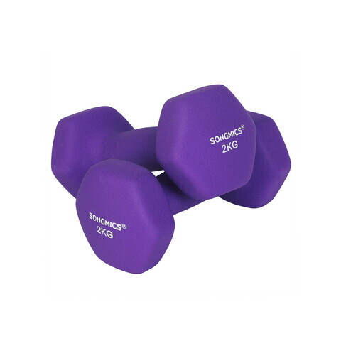 Set gantere 2 x 2 kg, Songmics, neopren, violet