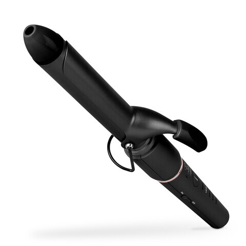 Ondulator de par Fashion TV, Matte Black-Rose Gold, 50-55W, 200°C, 5 trepte de temperatura, invelis ceramic, negru