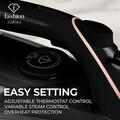 Fier de calcat Fashion TV, Matte Black-Rose Gold, 2400W, 280 ml, invelis ceramic, negru