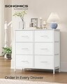 Comoda cu 6 sertare, Songmics, 76.7x30x73.7 cm, sertare textile, cadru metalic, alb