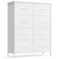 Comoda cu 8 sertare, Songmics, 76.7x30x92.2 cm, sertare textile, cadru metalic, alb