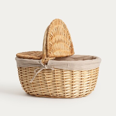 Cos de picnic Elvora, Homla, 48x36x38 cm, rachita, natur/bej