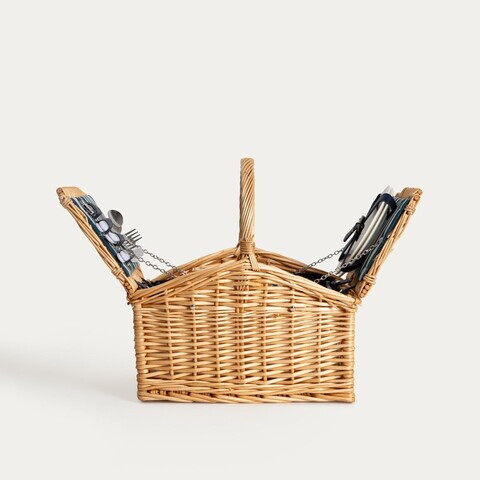 Cos de picnic 2 persoane Trivelle, Homla, 38x27x19 cm, rachita, natur