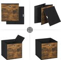 Set 6 cutii de depozitare pliabile, Songmics, 30x30x30 cm, material Oxford/carton, maro rustic