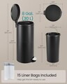 Cos de gunoi cu pedala 30L + 15 saci menajeri, Songmics, capac soft-close, otel, negru