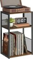 Suport pentru pick-up, Vasagle, spatiu depozitare pana la 100 discuri, 43x30x69 cm, maro rustic