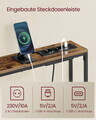 Consola ingusta cu priza si USB, Vasagle, 100x15x80 cm, PAL/otel, maro vintage/negru