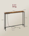Consola ingusta cu priza si USB, Vasagle, 100x15x80 cm, PAL/otel, maro vintage/negru