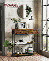 Consola cu sertare textile si rafturi, 76x24x80 cm, tesatura Oxford/PAL/otel, maro rustic/negru