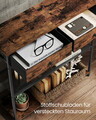 Consola cu sertare textile si rafturi, 76x24x80 cm, tesatura Oxford/PAL/otel, maro rustic/negru