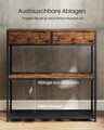 Consola cu sertare textile si rafturi, 76x24x80 cm, tesatura Oxford/PAL/otel, maro rustic/negru
