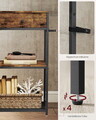 Consola cu sertare textile si rafturi, 76x24x80 cm, tesatura Oxford/PAL/otel, maro rustic/negru