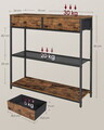 Consola cu sertare textile si rafturi, 76x24x80 cm, tesatura Oxford/PAL/otel, maro rustic/negru
