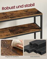 Consola cu 2 rafturi, Vasagle, 80x20x80 cm, PAL/otel, maro rustic/negru