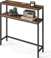 Consola cu 2 rafturi, Vasagle, 80x20x80 cm, PAL/otel, maro rustic/negru
