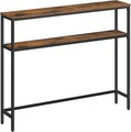 Consola cu 2 rafturi, Vasagle, 100x20x80 cm, PAL/otel, maro rustic/negru