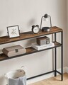 Consola cu 2 rafturi, Vasagle, 100x20x80 cm, PAL/otel, maro rustic/negru