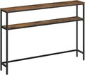 Consola cu 2 rafturi, Vasagle, 120x20x80 cm, PAL/otel, maro rustic/negru