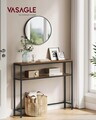 Consola cu 2 rafturi, Vasagle, 120x20x80 cm, PAL/otel, maro rustic/negru