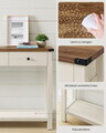 Consola cu 3 sertare si raft, Vasagle, 120x24x76 cm,  MDF/PAL/otel, maro miere/alb vintage