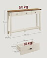 Consola cu 3 sertare si raft, Vasagle, 120x24x76 cm,  MDF/PAL/otel, maro miere/alb vintage