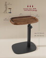 Masuta laterala cu inaltime regrabila, design in forma de C, Vasagle, 40x30x69 cm, maro