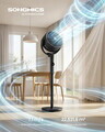 Ventilator cu picior Songmics, ultra silentios 20 dB, 15 viteze, telecomanda, reglabil pe inaltime, negru