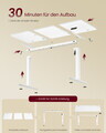 Birou electric reglabil pe inaltime, Vasagle, 140x60x72-120 cm, PAL/otel, alb