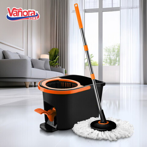 Set curatenie cu pedala Master Clean Step, Vanora Home, 16L, plastic, negru/portocaliu