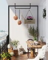 Suport umerase cu fixare pe perete, Songmics, 92x30x7.5 cm, otel, negru