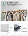 Suport pentru umerase, Songmics, extensibil, cu roti, 110-150x45x160 cm, otel, alb mat