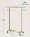 Suport pentru umerase, Songmics, extensibil, cu roti, 92-132x45x161.5 cm, otel, auriu pal