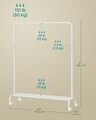 Suport pentru umerase, Songmics, cu roti, 103.5x41x155 cm, otel, alb